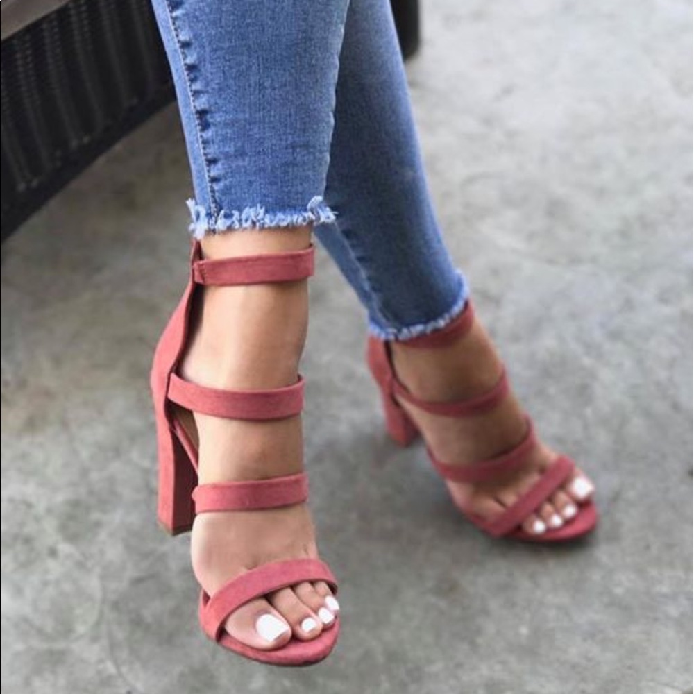 Dusty Rose Strap Heels